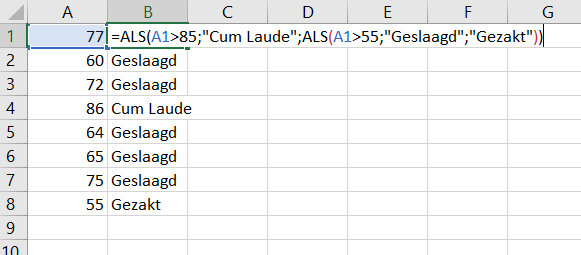 Zo gebruik je een geneste ALS-functie binnen Excel